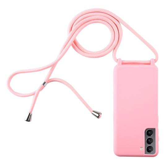 For Samsung Galaxy S21 5G Candy Colors TPU Protective Case with Lanyard(Pink) - Samsung Accessories by buy2fix | Online Shopping UK | buy2fix