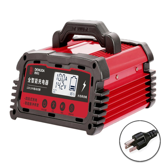 DEMUDA DC200 20A 12V / 24V Car Battery Charger Intelligent Pulse Repair Type Lead-acid Battery, Plug Type:US Plug(Red) - In Car by buy2fix | Online Shopping UK | buy2fix