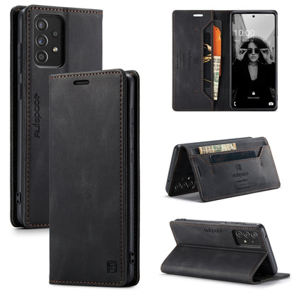 For Samsung Galaxy A52 5G / 4G AutSpace A01 Retro Skin-feel Crazy Horse Texture Horizontal Flip Leather Case with Holder & Card Slots & Wallet & RFID(Black) - Galaxy Phone Cases by AutSpace | Online Shopping UK | buy2fix