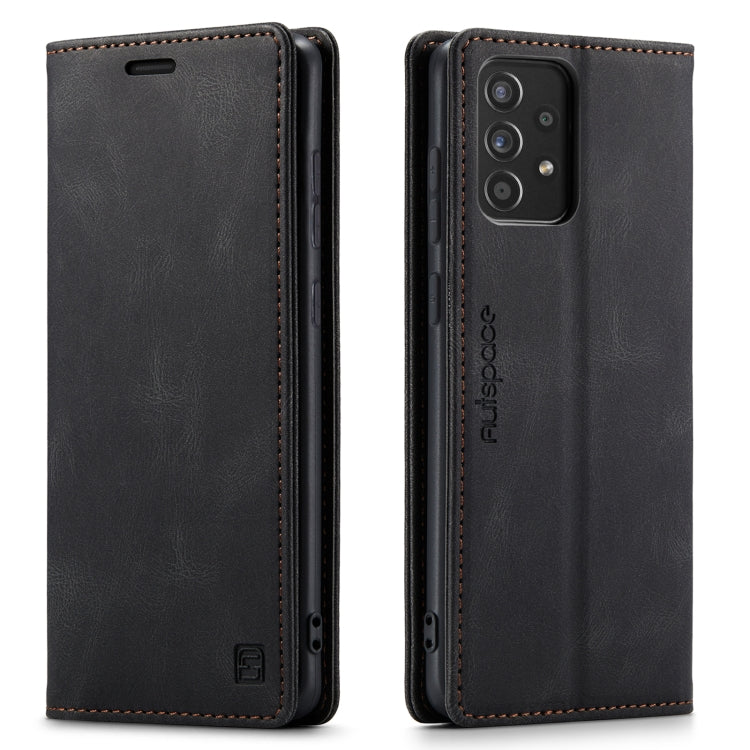 For Samsung Galaxy A52 5G / 4G AutSpace A01 Retro Skin-feel Crazy Horse Texture Horizontal Flip Leather Case with Holder & Card Slots & Wallet & RFID(Black) - Galaxy Phone Cases by AutSpace | Online Shopping UK | buy2fix