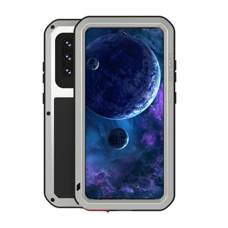 For Samsung Galaxy A52 5G / 4G LOVE MEI Metal Shockproof Waterproof Dustproof Protective Case with Glass(Silver) - Galaxy Phone Cases by LOVE MEI | Online Shopping UK | buy2fix