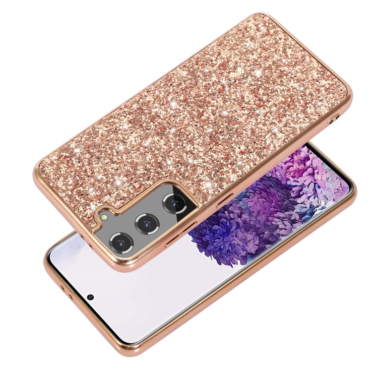 For Samsung Galaxy S21 FE Glitter Powder Shockproof TPU Protective Case(Rose Gold) - Samsung Accessories by buy2fix | Online Shopping UK | buy2fix