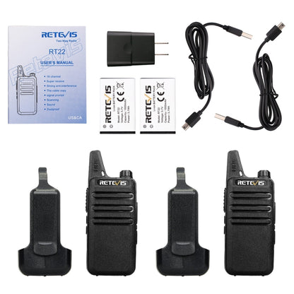 1 Pair RETEVIS RT622 US Frequency 400-480MHz 16CHS Two Way Radio Handheld Walkie Talkie, US Plug(Black) - Handheld Walkie Talkie by RETEVIS | Online Shopping UK | buy2fix