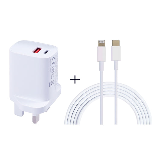 E087 20W USB-C / Type-C + USB Ports Charger with 100W Type-C to 8 Pin Fast Charging Cable 1m, UK Plug - Apple Accessories by buy2fix | Online Shopping UK | buy2fix