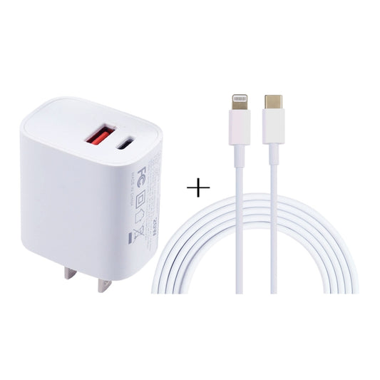 U087 20W USB-C / Type-C + USB Ports Charger with 100W Type-C to 8 Pin Fast Charging Cable 2m, US Plug - Apple Accessories by buy2fix | Online Shopping UK | buy2fix
