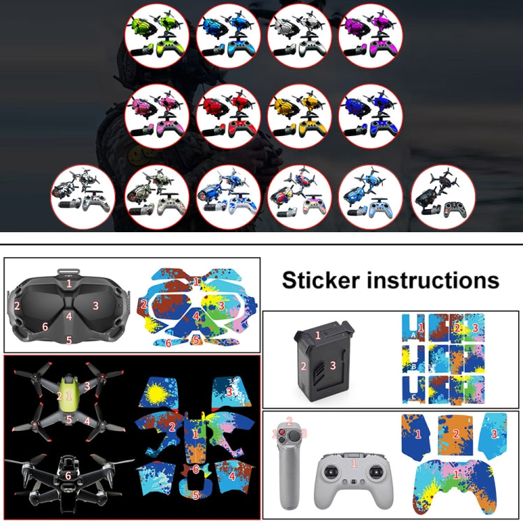 FPV-TZ-SF 4 in 1 Waterproof Anti-Scratch Decal Skin Wrap Stickers Personalized Film Kits for DJI FPV Drone & Goggles V2 & Remote Control & Rocker(Fluorescent Blue) - DJI & GoPro Accessories by buy2fix | Online Shopping UK | buy2fix