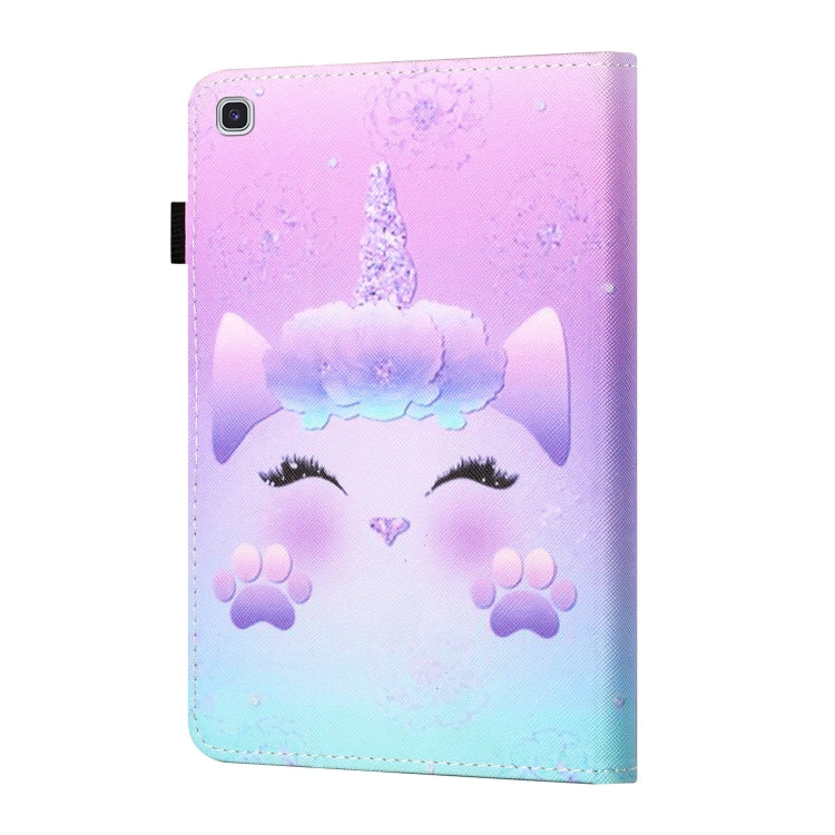 For Samsung Galaxy Tab A7 Lite 8.7 (2021) T220 Coloured Drawing Stitching Horizontal Flip Leather Case with Holder & Card Slot(Unicorn) - Samsung Accessories by buy2fix | Online Shopping UK | buy2fix