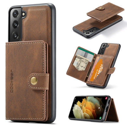 For Samsung Galaxy S21 FE JEEHOOD Retro Magnetic Detachable Protective Case with Wallet & Card Slot & Holder(Brown) - Galaxy Phone Cases by JEEHOOD | Online Shopping UK | buy2fix