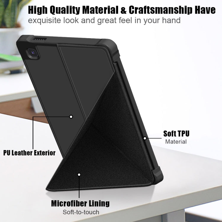 For Samsung Galaxy Tab A7 Lite 8.7 T220 / T225 Cloth Texture Multi-folding Horizontal Flip PU Leather Shockproof Case with Holder(Black) - Samsung Accessories by buy2fix | Online Shopping UK | buy2fix