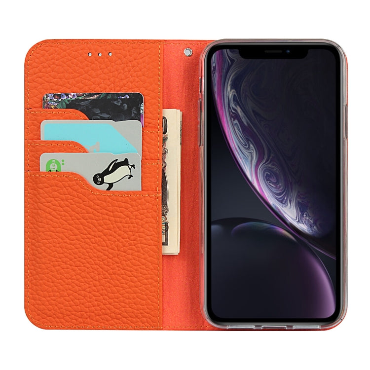 For iPhone XR Litchi Genuine Leather Phone Case(Orange) - More iPhone Cases by buy2fix | Online Shopping UK | buy2fix