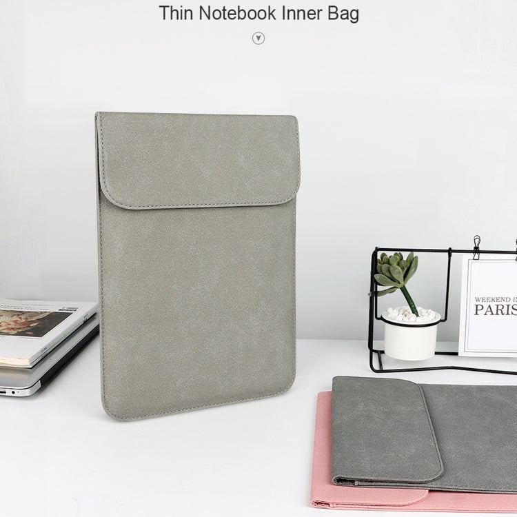 PU02 Ultra-thin Notebook Liner Bag with Small Bag, Size:14.1-15.4 inch(Light Grey) - 15 inch by buy2fix | Online Shopping UK | buy2fix