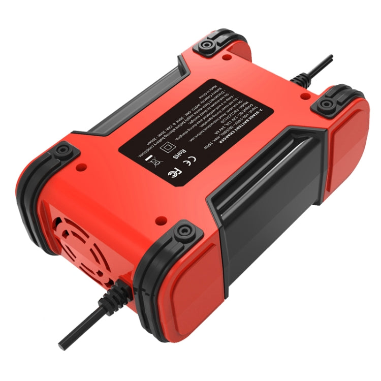FOXSUR 12A / 12V / 24V Car / Motorcycle 7-stage Lead-acid Battery AGM Charger, Plug Type:JP Plug(Red) - In Car by FOXSUR | Online Shopping UK | buy2fix