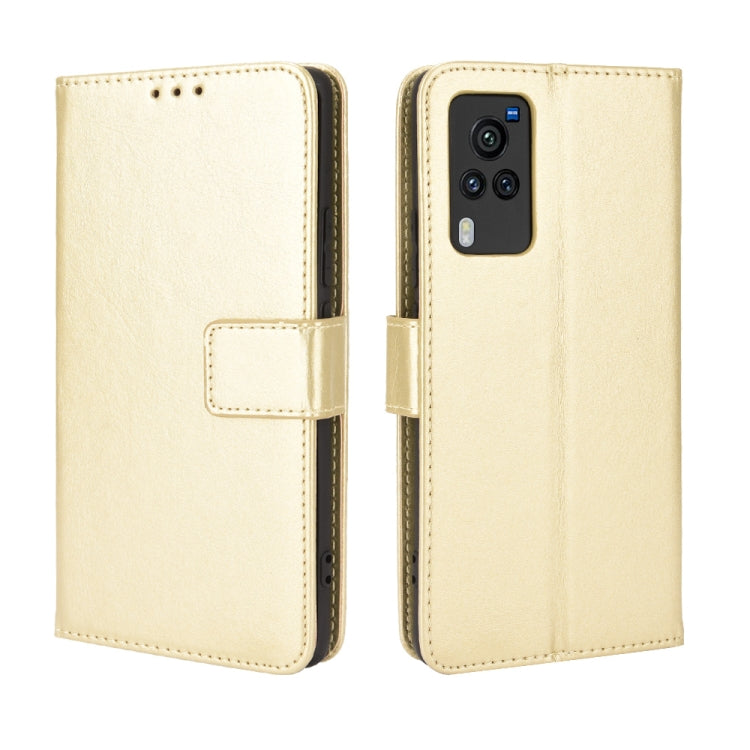 For vivo X60 Pro Overseas Version / X60 5G Curved Surface Version Crazy Horse Texture Horizontal Flip Leather Case with Holder & Card Slots & Lanyard(Gold) - OPPO Cases by buy2fix | Online Shopping UK | buy2fix
