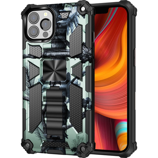 For iPhone 13 Pro Max Camouflage Armor Kickstand TPU + PC Magnetic Phone Case (Light Green) - iPhone 13 Pro Max Cases by buy2fix | Online Shopping UK | buy2fix