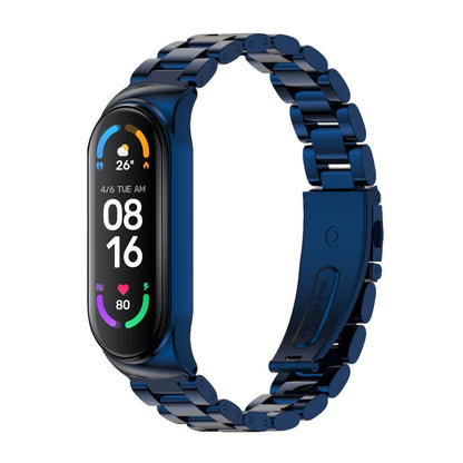 For Xiaomi Mi Band 6 / 5 / 4 / 3 Mijobs CS Metal Three Bead Stainless Steel Watch Band(Blue) - Watch Bands by MIJOBS | Online Shopping UK | buy2fix