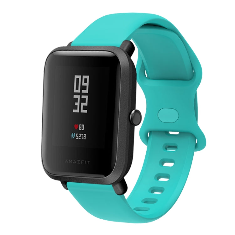 20mm For Amazfit GTS 2e Butterfly Buckle Silicone Watch Band(Mint Green) - Watch Bands by buy2fix | Online Shopping UK | buy2fix