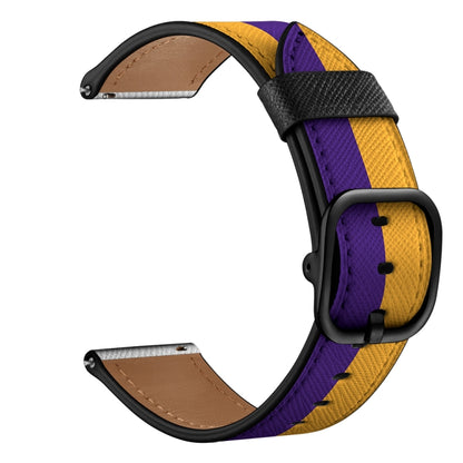 22mm For Xiaomi Haylou RT RS3 LS04 / LS05S Universal Printed Leather Watch Band(Yellow Purple Stripes) - Watch Bands by MIJOBS | Online Shopping UK | buy2fix