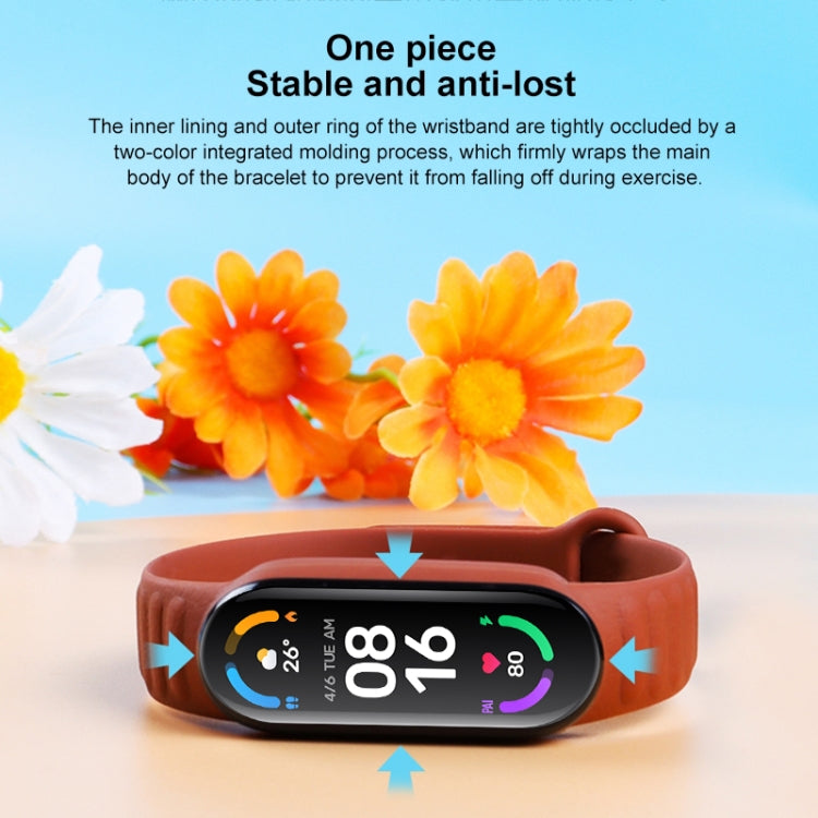 For Xiaomi Mi Band 6 / 5 Universal Silicone Leather Texture Watch Band(Light Brown) - Watch Bands by MIJOBS | Online Shopping UK | buy2fix