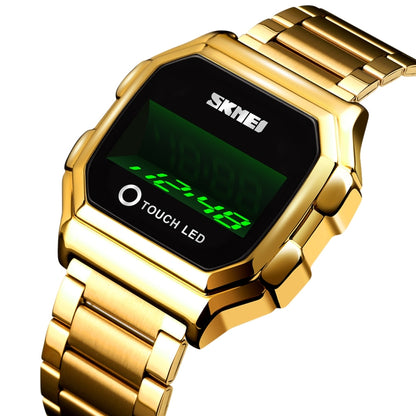 SKMEI 1650 Steel Strap Version LED Digital Display Electronic Watch with Touch Luminous Button(Gold) - LED Digital Watches by SKMEI | Online Shopping UK | buy2fix