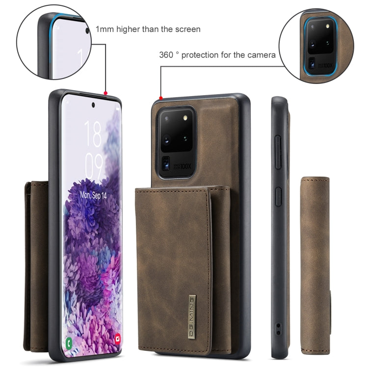 For Samsung Galaxy S20 Ultra DG.MING M1 Series 3-Fold Multi Card Wallet + Magnetic Back Cover Shockproof Case with Holder Function(Coffee) - Samsung Accessories by DG.MING | Online Shopping UK | buy2fix