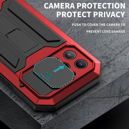 For iPhone 13 Pro Max R-JUST Sliding Camera Shockproof Life Waterproof Dust-proof Metal + Silicone Protective Case with Holder (Red) - iPhone 13 Pro Max Cases by R-JUST | Online Shopping UK | buy2fix