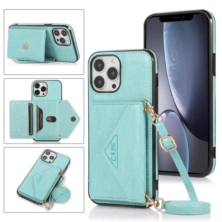 For iPhone 13 Pro Multi-functional Cross-body Card Bag TPU+PU Back Cover Case with Holder & Card Slot & Wallet (Green) - Apple Accessories by buy2fix | Online Shopping UK | buy2fix