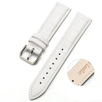 14mm Two-layer Cowhide Leather Bamboo Joint Texture Watch Band(White) - Smart Wear by buy2fix | Online Shopping UK | buy2fix