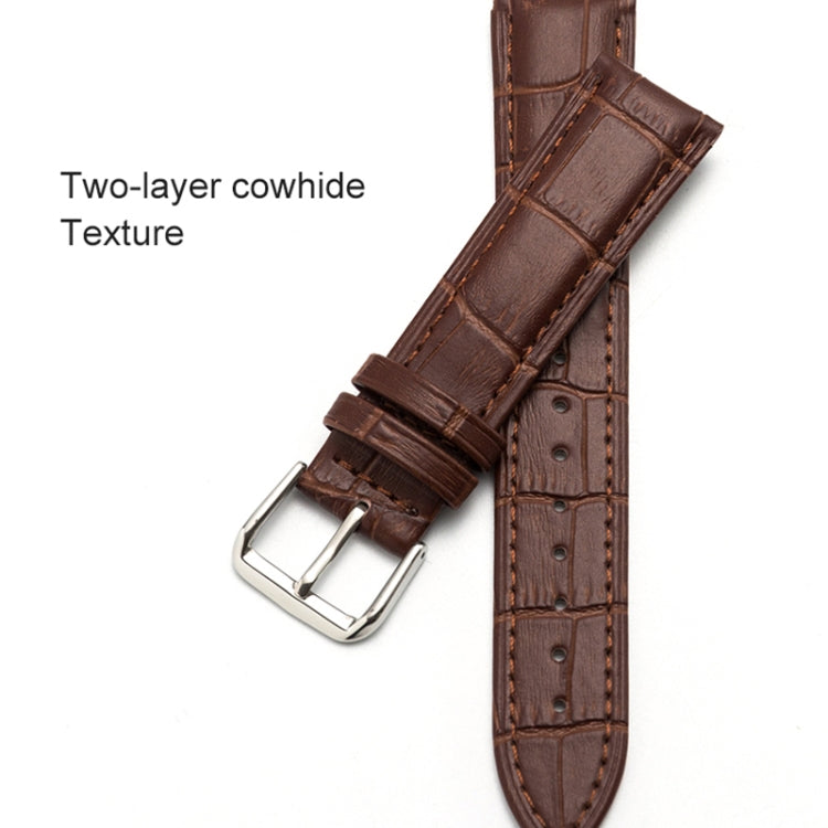 14mm Two-layer Cowhide Leather Bamboo Joint Texture Watch Band(Dark Brown) - Watch Bands by buy2fix | Online Shopping UK | buy2fix