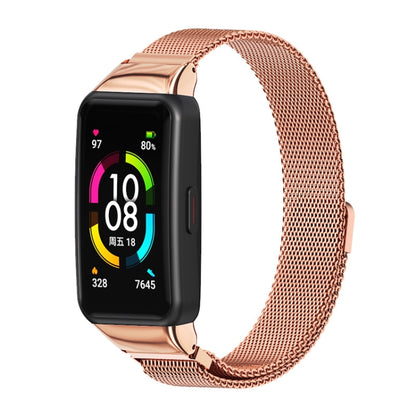 For Huawei Band 6 / Honor Band 6 / 7 MIJOBS Milan Stainless Steel Magnetic Watch Band(Rose Gold) - Watch Bands by MIJOBS | Online Shopping UK | buy2fix