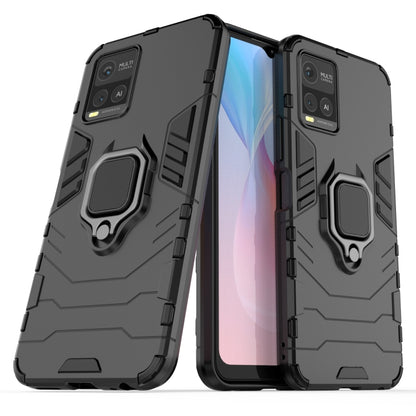 For vivo Y21 Shockproof PC + TPU Protective Case with Magnetic Ring Holder(Black) - OPPO & vivo Accessories by buy2fix | Online Shopping UK | buy2fix