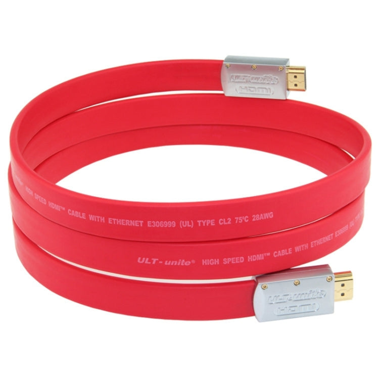 ULT-unite 4K Ultra HD Gold-plated HDMI to HDMI Flat Cable, Cable Length:16m(Red) - Cable by ult-unite | Online Shopping UK | buy2fix