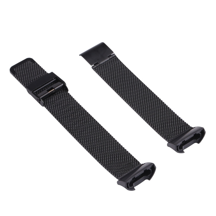 For Fitbit Charge 4 Double Insurance Buckle Milanese Watch Band(Black) - Smart Wear by buy2fix | Online Shopping UK | buy2fix