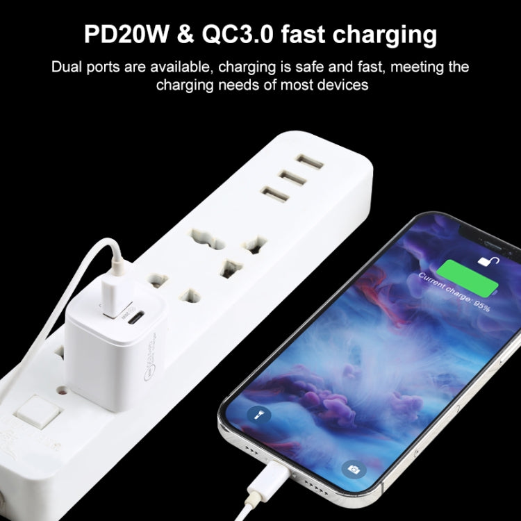 20WACB 20W QC3.0 + PD Quick Charger, Plug Specification:US Plug(White) - Apple Accessories by buy2fix | Online Shopping UK | buy2fix