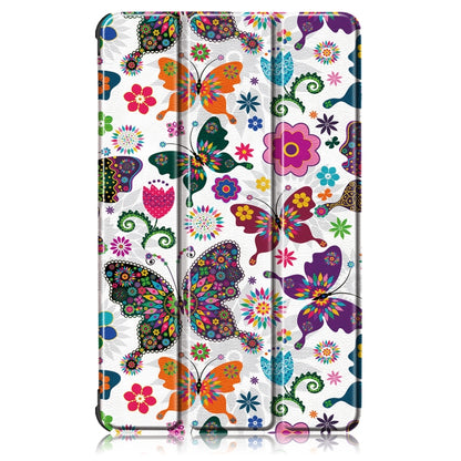 For Lenovo Tab M8 Coloured Drawing Pattern Horizontal Deformation Flip Leather Case with Three-folding Holder(Butterfly) - Mobile Accessories by buy2fix | Online Shopping UK | buy2fix