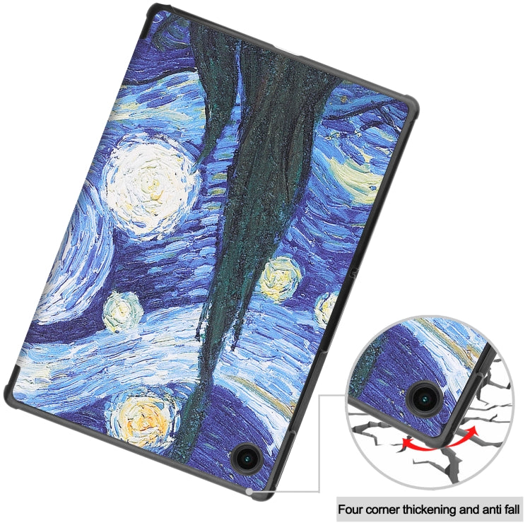 For Samsung Galaxy Tab A8 2021 Painted Leather Tablet Case with 3-Fold Holder(Starry Sky) - Samsung Accessories by buy2fix | Online Shopping UK | buy2fix