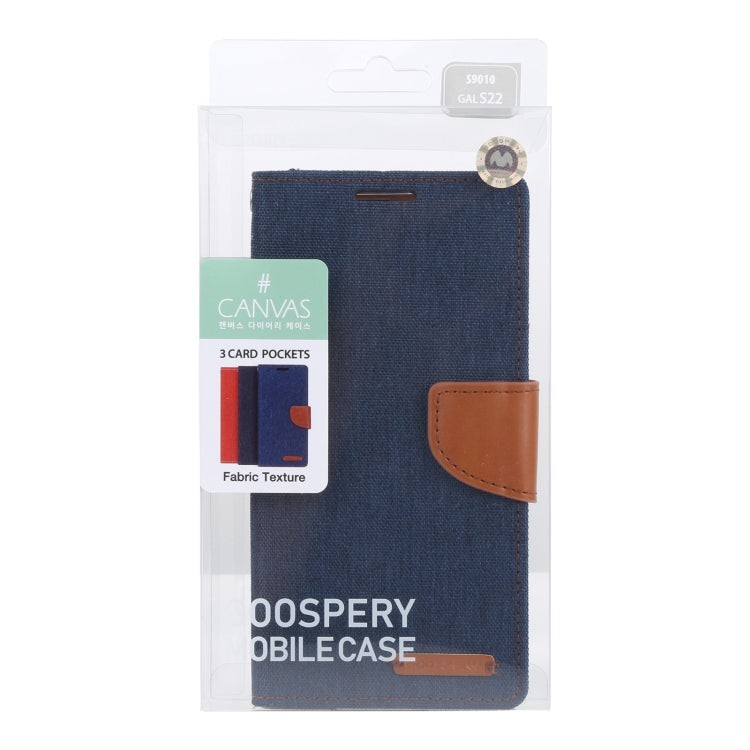 For Samsung Galaxy S22 5G GOOSPERY CANVAS DIARY Canvas Texture Leather Phone Case(Dark Blue) - Galaxy S22 5G Cases by GOOSPERY | Online Shopping UK | buy2fix