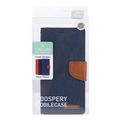 For Samsung Galaxy S22 5G GOOSPERY CANVAS DIARY Canvas Texture Leather Phone Case(Dark Blue) - Galaxy S22 5G Cases by GOOSPERY | Online Shopping UK | buy2fix