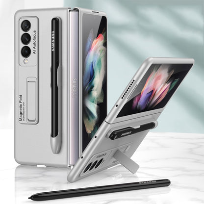 For Samsung Galaxy Z Fold3 5G GKK Ultra-thin PC Phone Flip Case with Holder & Pen Slot(Silver) - Galaxy Phone Cases by GKK | Online Shopping UK | buy2fix