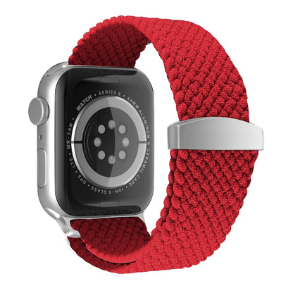 Nylon Braid Watch Band For Apple Watch Ultra 49mm&Watch Ultra 2 49mm / Series 9&8&7 45mm / SE 3&SE 2&6&SE&5&4 44mm / 3&2&1 42mm(Red) - Watch Bands by buy2fix | Online Shopping UK | buy2fix