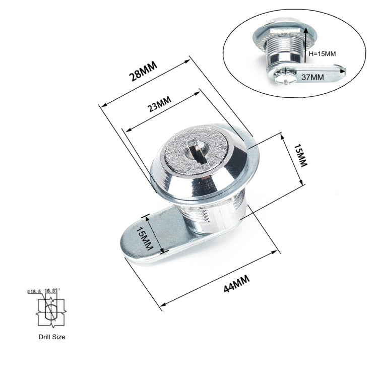 A2921-01 15mm Cylinder Drawer & Cabinet Lock Cam Locks - In Car by buy2fix | Online Shopping UK | buy2fix