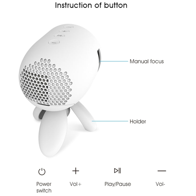 YG220 Same Screen Version Children Projector Mini LED Portable Home Speaker Projector, Plug Type:US Plug(White) - Consumer Electronics by buy2fix | Online Shopping UK | buy2fix