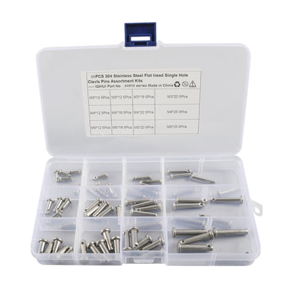 A6830 60 in 1 304 Stainless Steel Flat Head Single Hole Clevis Pins Assortment Kit - In Car by buy2fix | Online Shopping UK | buy2fix