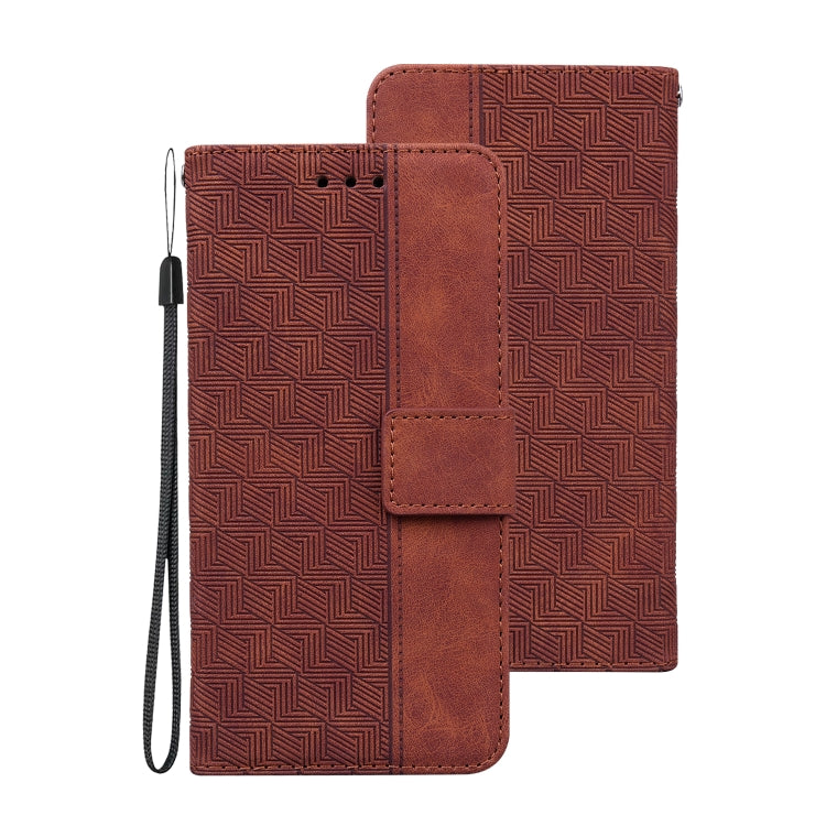 For Samsung Galaxy Note20 Ultra Geometric Embossed Leather Phone Case(Brown) - Samsung Accessories by buy2fix | Online Shopping UK | buy2fix