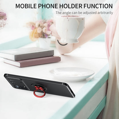 For Xiaomi Poco X4 Pro 5G Metal Ring Holder TPU Phone Case(Black+Blue) - Xiaomi Accessories by buy2fix | Online Shopping UK | buy2fix