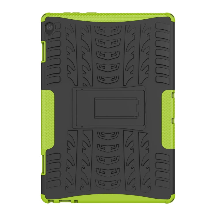 For Lenovo Tab M10 X605 / X505 Tire Texture Shockproof TPU+PC Protective Tablet Case with Holder(Green) - For Lenovo by buy2fix | Online Shopping UK | buy2fix