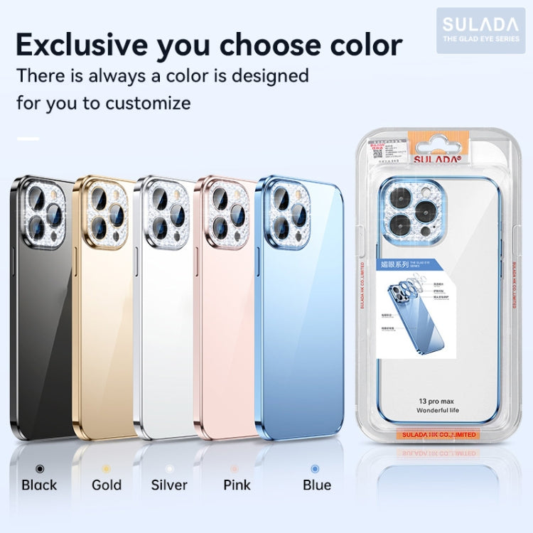 For iPhone 12 Pro SULADA Diamond Lens Protector Plated Frosted Case(Black) - iPhone 12 / 12 Pro Cases by SULADA | Online Shopping UK | buy2fix