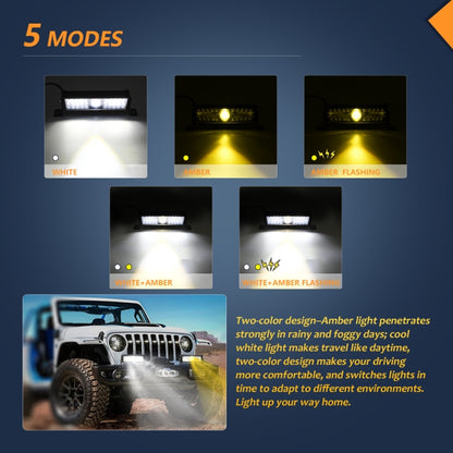 10 inch Three-row Monocular Dual-color Work Light - In Car by buy2fix | Online Shopping UK | buy2fix