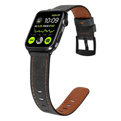 Retro Leather Watch Band For Apple Watch Series 8&7 41mm / SE 2&6&SE&5&4 40mm / 3&2&1 38mm(Black) - Smart Wear by buy2fix | Online Shopping UK | buy2fix