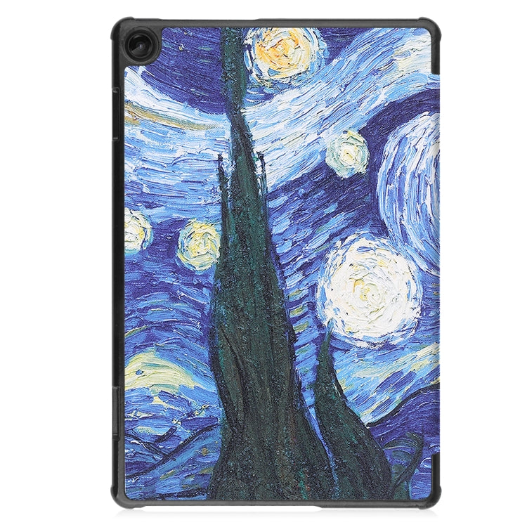 For Lenovo Tab M10 3rd Gen Custer Painted 3-Fold Holder Smart Leather Tablet Case(Starry Sky) - For Lenovo by buy2fix | Online Shopping UK | buy2fix