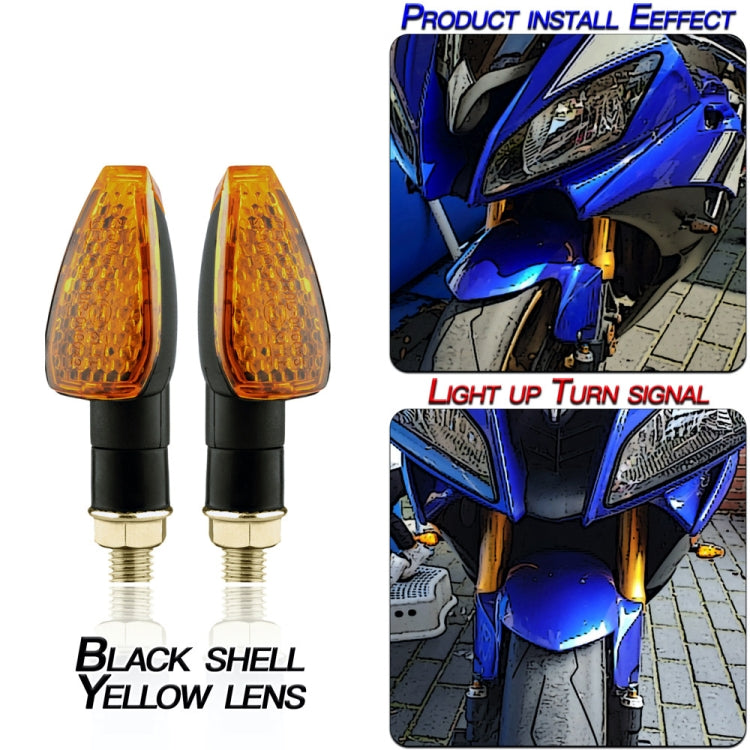 2 PCS KC025 Motorcycle 14LED Turn Signal Light(Black Shell + Yellow Lens) - In Car by buy2fix | Online Shopping UK | buy2fix
